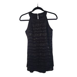 WHITE HOUSE BLACK MARKET Womens 0 XS Shimmer Silk Metallic Halter Tank Top
